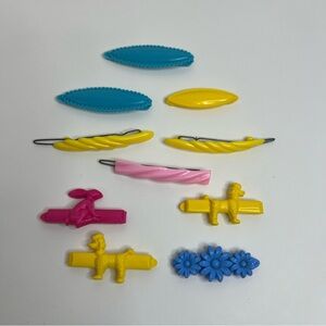 Vintage Barrettes Lot Of 10 Hair Clip Girl Goody Poodle Flowers Multi Colors